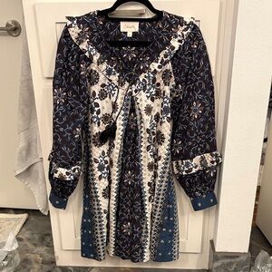 Cleobella Yalena Cotton Ruffle Long Sleeve Mini Dress.